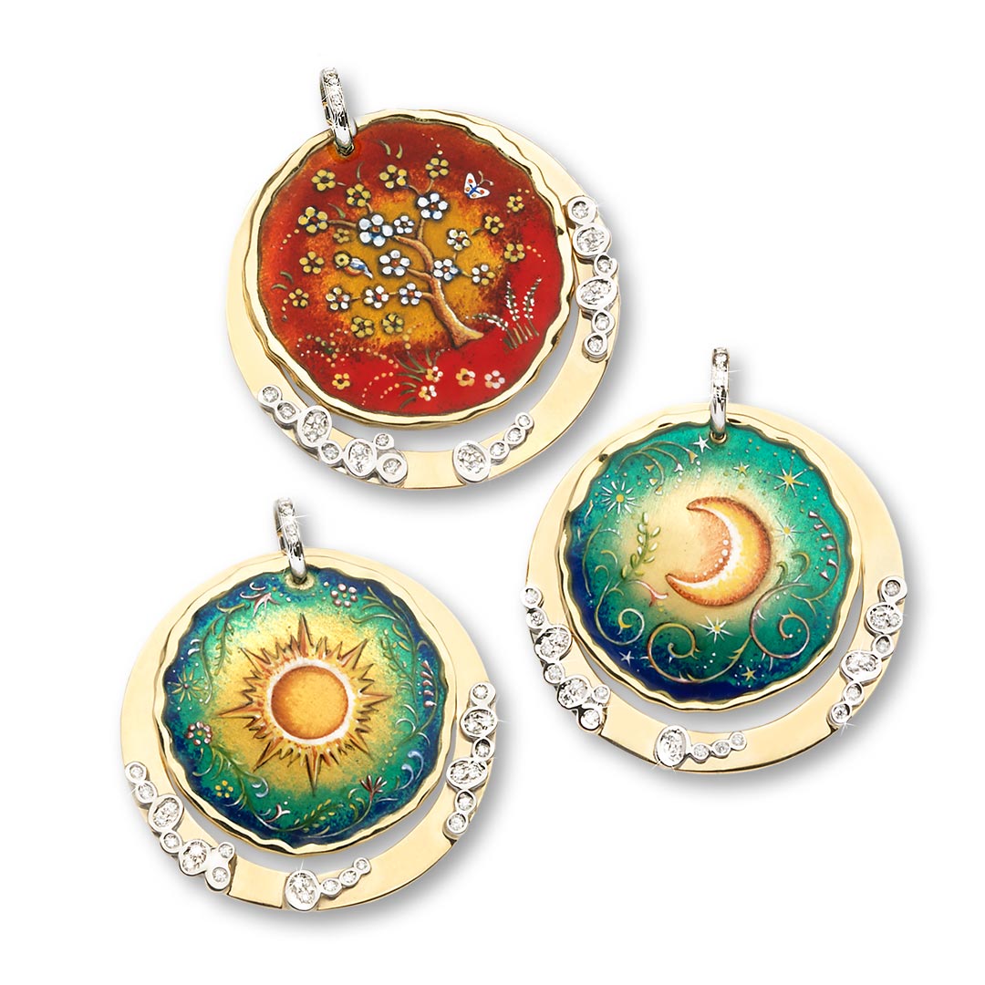 Pendenti "Sole", "Luna" e "Albero" con Brillanti - immagine 2