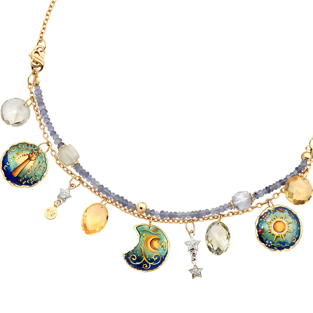 Collana Il Giardino d'Oro con Brillanti, Quarzo e Ametista - immagine 2