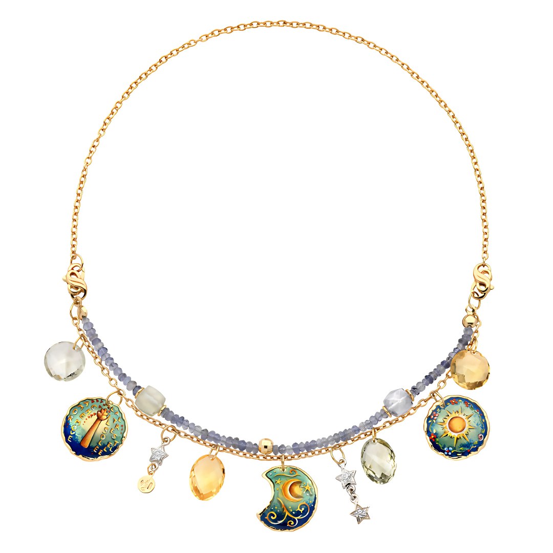 Collana Il Giardino d'Oro con Brillanti, Quarzo e Ametista - immagine 3