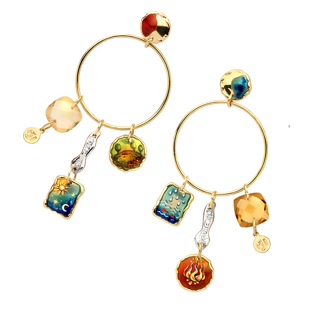 Orecchini Il Giardino d'Oro con Pendenti e Cerchio