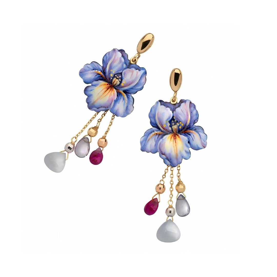 Orecchini Iris Blu con Pendenti