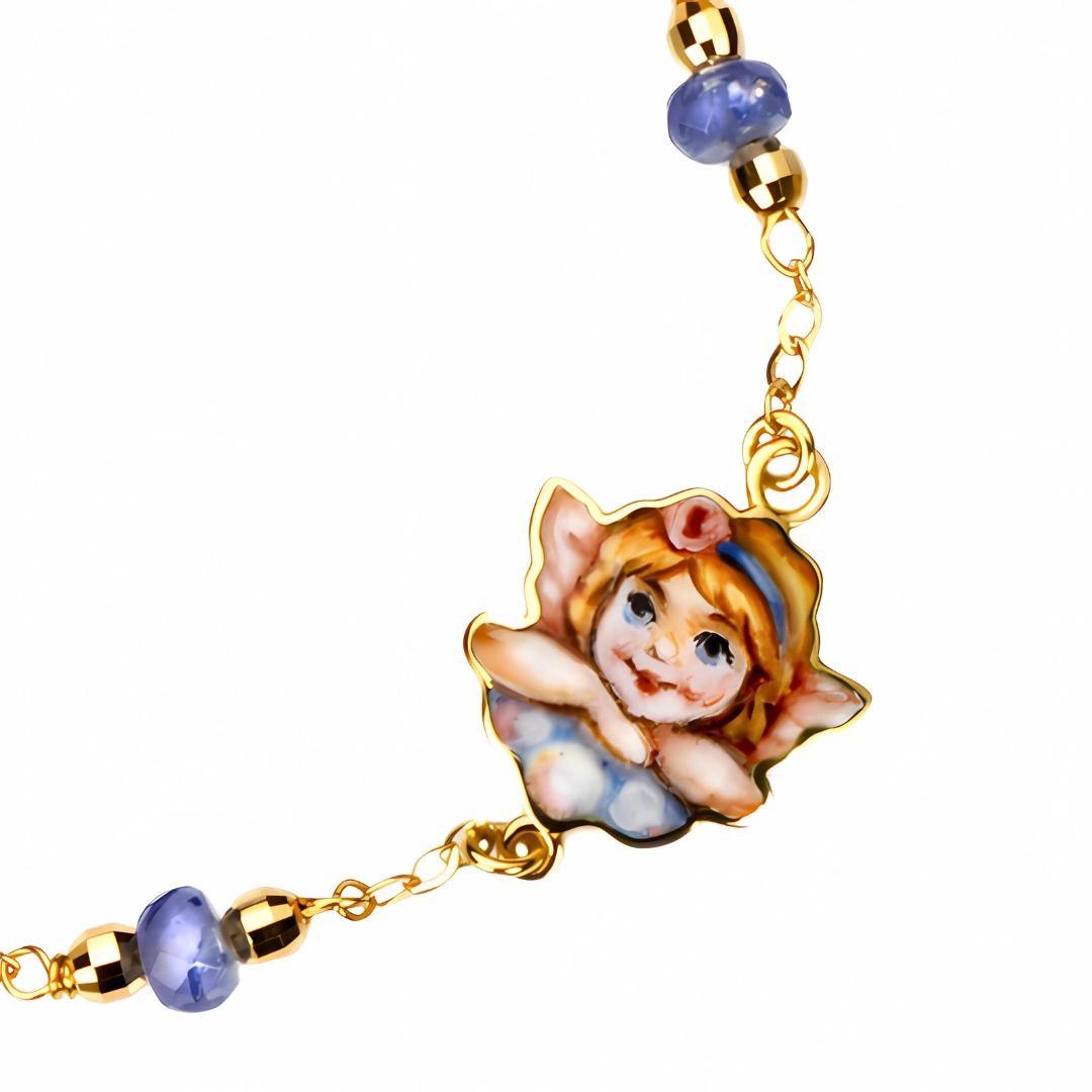 Bracciale Angioletto con ali rosa