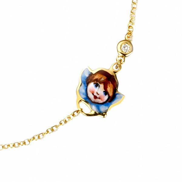 Bracciale Angioletto con ali blu e diamante